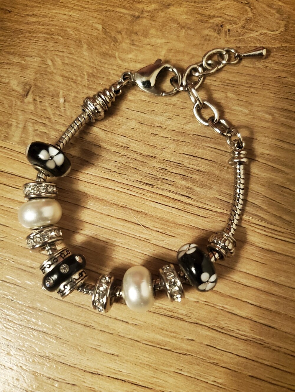 Bella Perlina European Charm Bracelet Adjustable 8.5 Silver Back